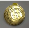 Медаль из двухслойного пластика 1,3мм,(золото/черный) и оргстекла цветного 60*65мм. односторонняя